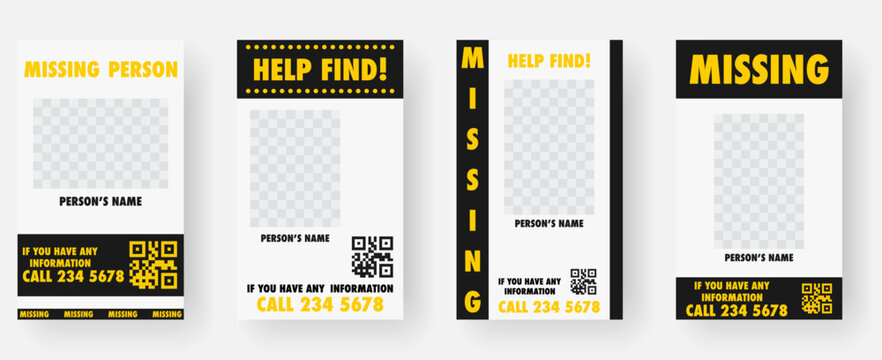 Missing person, help find poster frame collection