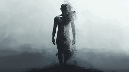 Obraz premium A man is walking in the air