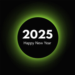 Happy new year 2025 inscription in circle light frame