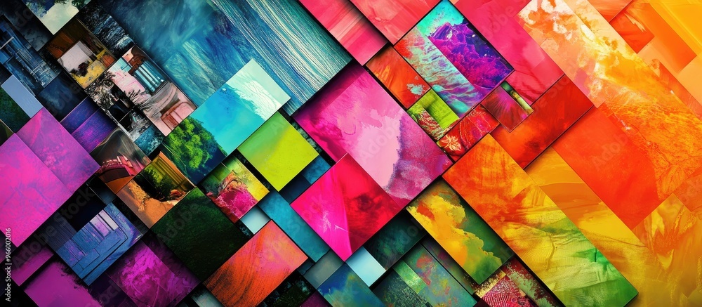 Poster a vibrant array of images arranged as a background