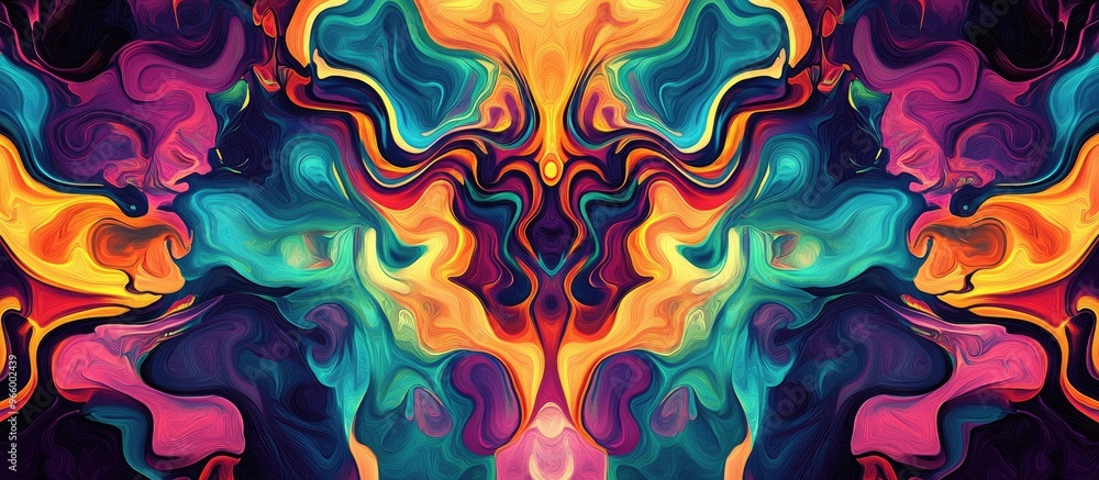 Poster vibrant color patterns generated through 2d rendering techniques