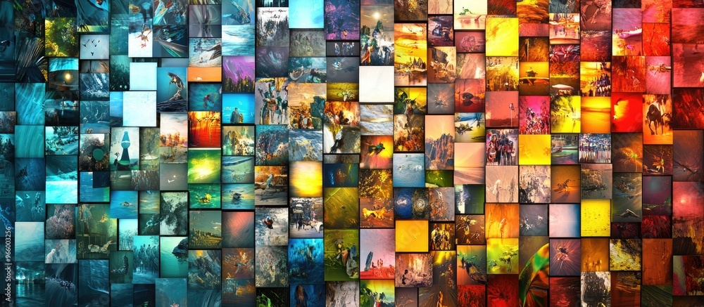 Poster a vibrant array of images arranged as a background