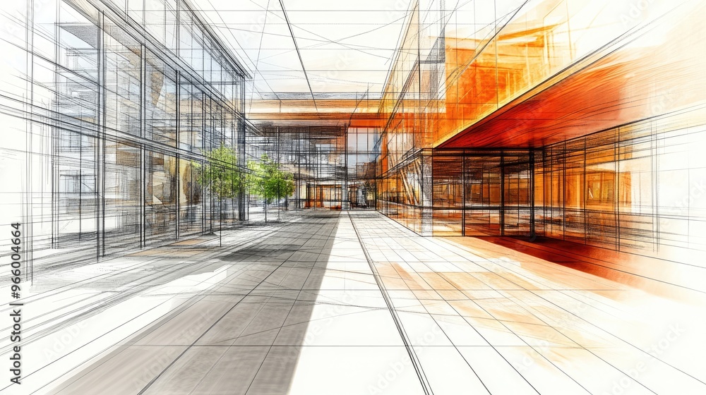 Poster engineering and architecture concepts drawing and construction process architectural designs and ske