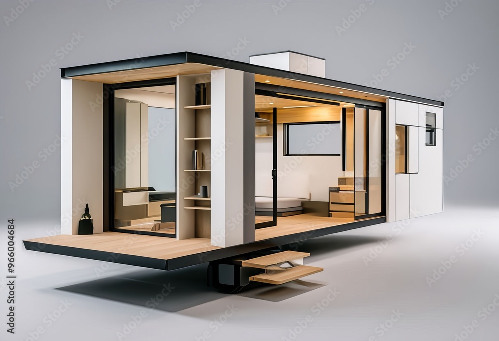 Poster modern minimalist tiny house sleek and simple with clean lines l
