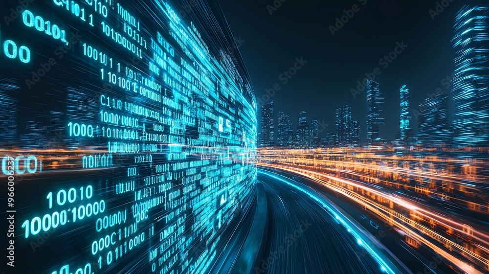 Aufkleber the background consists of a 3d abstract technology glowing neon fast speed light, empty space scene