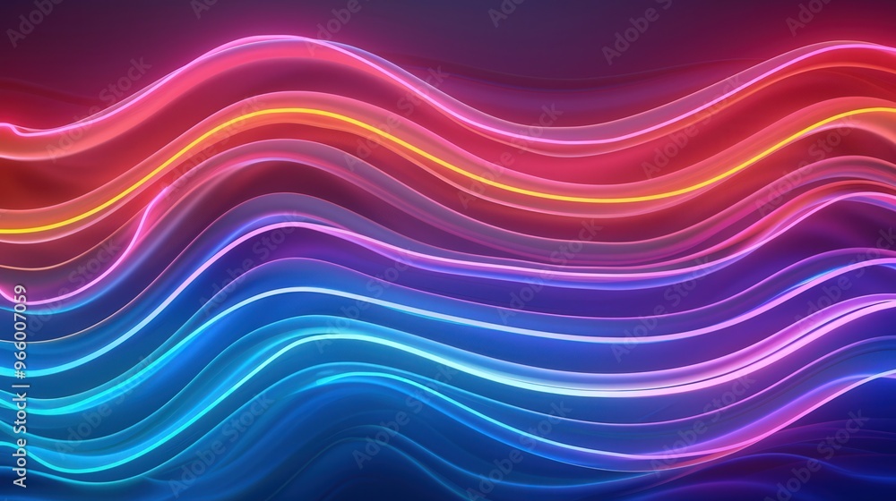 Canvas Prints neon wave dynamics, vibrant abstract wave patterns in bright neon colors create a dynamic and energe