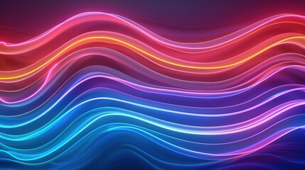 Neon Wave Dynamics, vibrant abstract wave patterns in bright neon colors create a dynamic and energetic backdrop, embodying a futuristic aesthetic that captivates the senses.