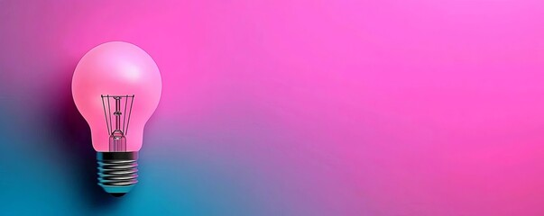 A glowing pink light bulb against a vibrant gradient background, perfect for creative designs and inspiration.
