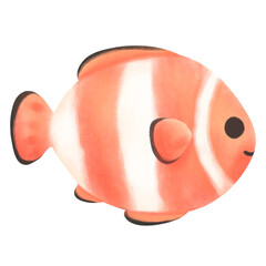 Clown fish Watercolor, Cute cartoon