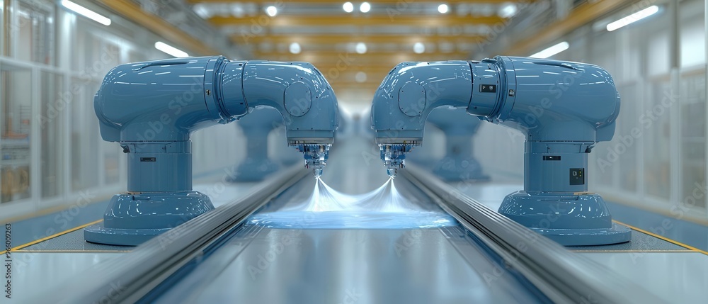 Poster robotic spray painting utilizing precision technology in a smart factory application