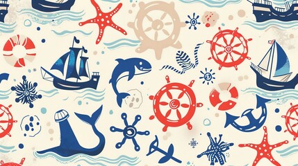 nautical pattern seamless wallpaper
