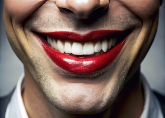 A Close-Up Shot Of A Sly, Cunning Smile With Lips Curled Into A Sinister Grin, Revealing White Teeth And A Hint Of Menace.