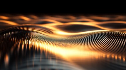 Abstract Wavy Background with Golden Glow