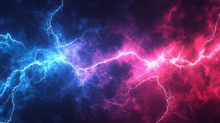powerful thunderbolt and colorful lightning on a dark sky background with electric energy and stormy atmosphere illuminating the night with an electric texture and dynamic glow