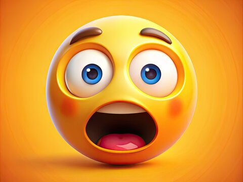 A comedic illustration of a cartoon face with eyes wide open, mouth agape, and a bright yellow shocked emoji superimposed over the forehead.