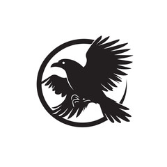 Obraz premium Raven in cartoon, doodle style . Image for t-shirt, web, mobile apps and ui. Isolated 2d vector illustration in logo, icon, sketch style, Eps 10, black and white. AI Generative