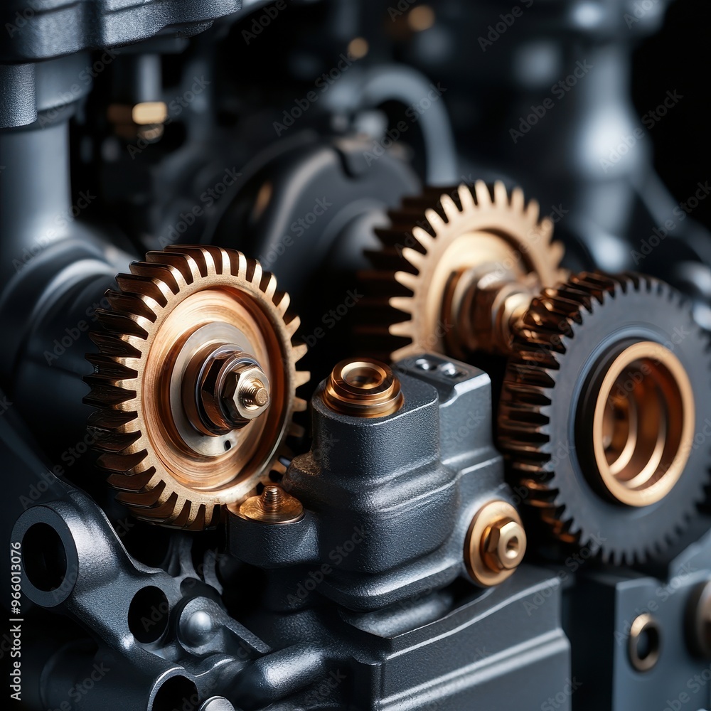 Poster close-up of detailed mechanical gears showcasing precision engineering and intricate design in a mod