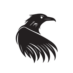 Obraz premium Raven in cartoon, doodle style . Image for t-shirt, web, mobile apps and ui. Isolated 2d vector illustration in logo, icon, sketch style, Eps 10, black and white. AI Generative