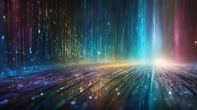 Abstract Digital Background with Colorful Lights and Particles