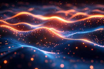 Fototapeta premium Abstract wave particle technology background 