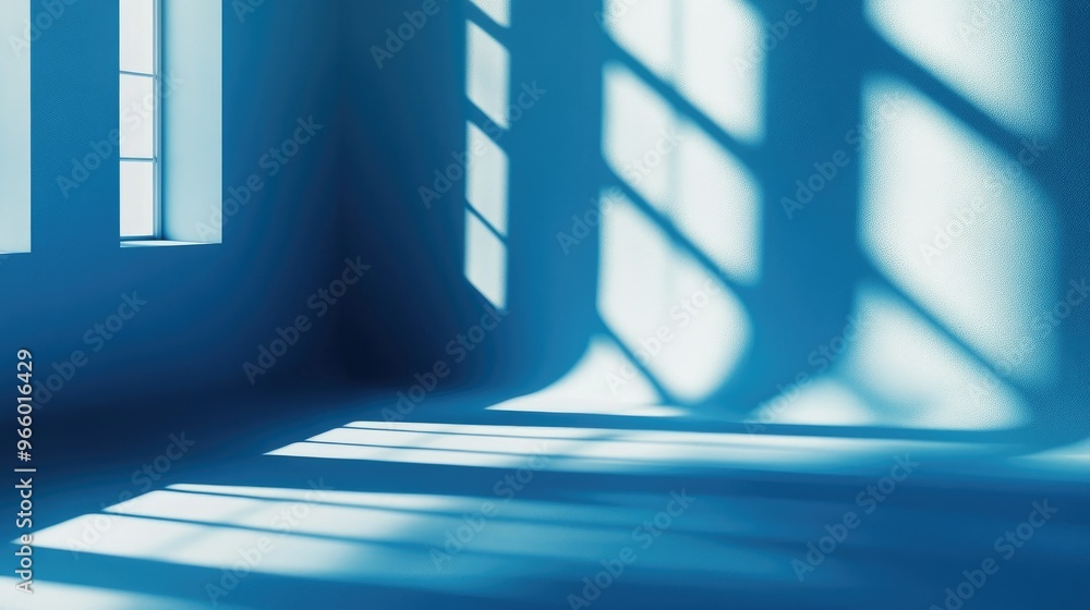 Aufkleber abstract blue studio background with soft shadows of window frames, offering a cool and calm setting
