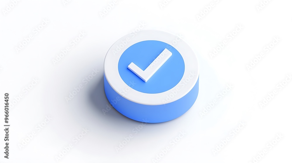 Aufkleber futuristic 3d rendering of blue check mark circle icon on white background in isometric view with hi