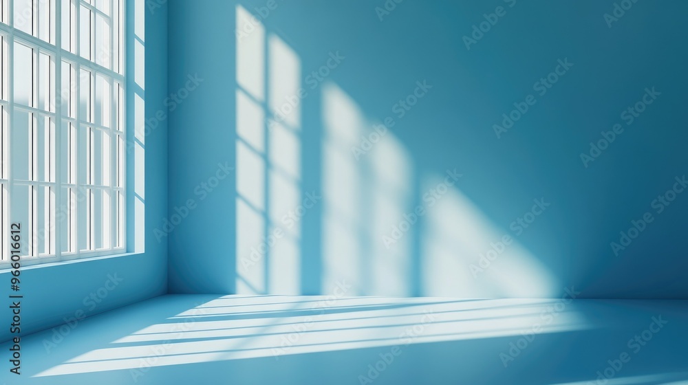 Aufkleber abstract blue studio background with subtle window shadows, offering a sleek and professional settin