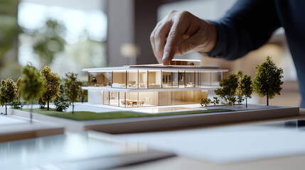 an interior designer using augmented reality to visualize space layouts