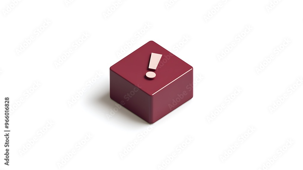 Aufkleber dynamic 3d maroon exclamation mark icon isolated on white background - high-resolution isometric vie