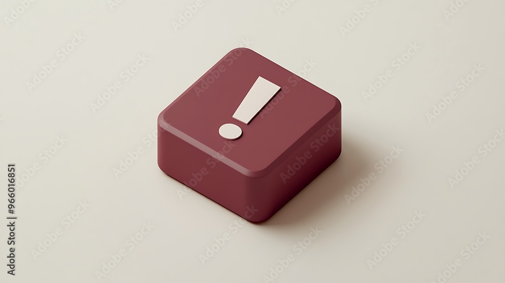 Aufkleber iconic maroon exclamation mark square in isometric view on white background - high-resolution 3d ren