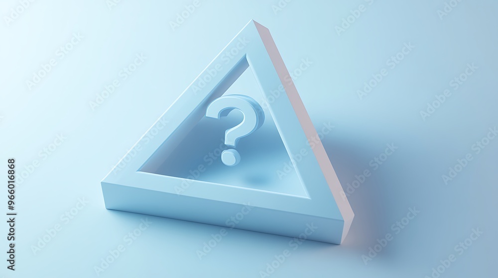 Aufkleber illuminating inquiry - high-resolution 3d rendering of light blue triangle icon with question mark o