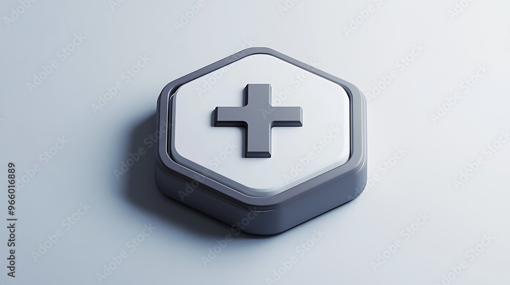 Aufkleber hexagon cross symbol icon in 3d rendering isometric view on white background - high resolution photo
