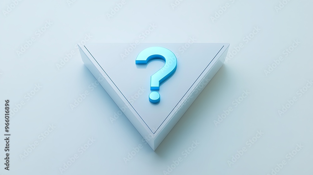 Aufkleber digital 3d render of isometric light blue triangle icon with question mark on white background - hig