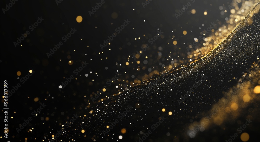 Aufkleber golden particles shimmer against a dark background, creating a mesmerizing visual effect