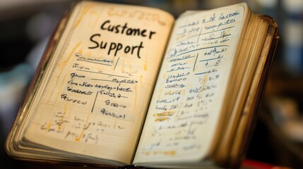 Notebook open to a page with "Customer Support" written across the top