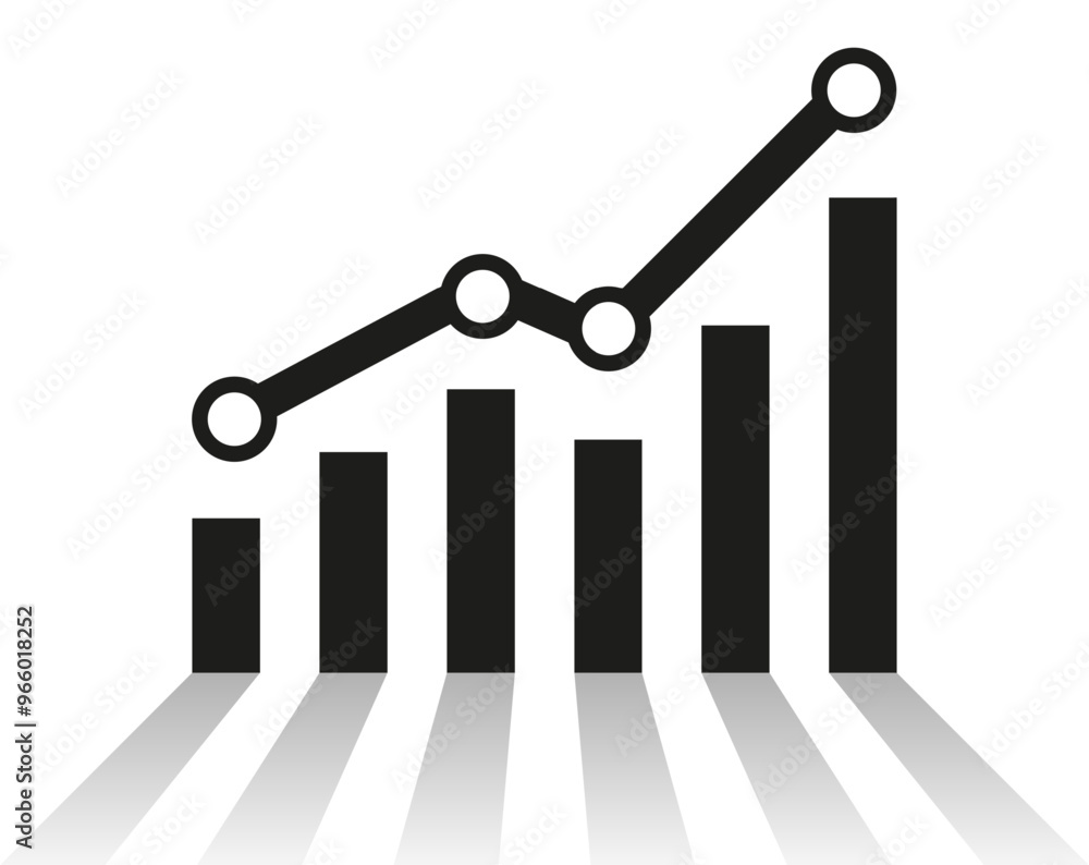 Poster a graph with an increase report. diagram with progress of rise and improvement in business. vector
