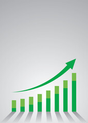 Graph with increase report and blank background. Diagram with rise progress. Vector illustration. Business