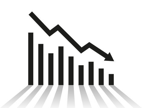 Graph with a reduction report. A dagram showing the recession and bankruptcy. Business and finance concept. Vector illustration