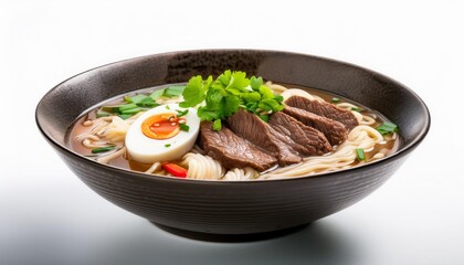 Chinese Food, Beef Noodle Soup on white background isolated.