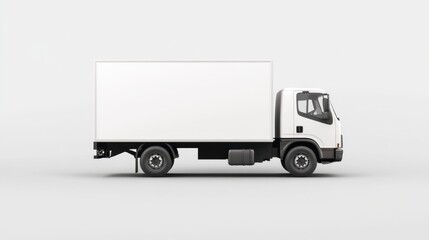 A clean, white truck positioned for easy branding, set against a neutral background for versatility.