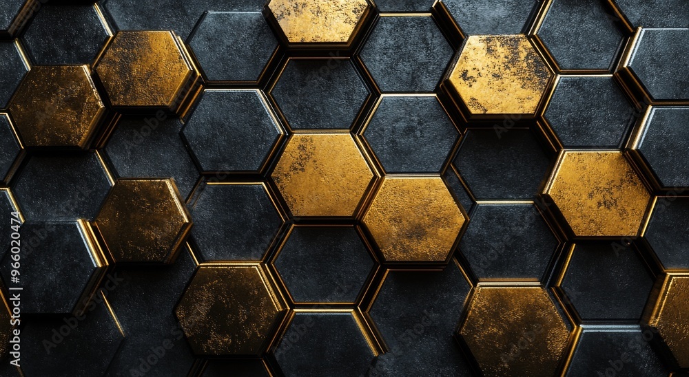 Poster textured hexagonal pattern with glowing edges creating a modern and futuristic effect