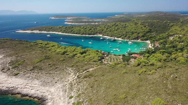Aerial view of Vinogradi&scaron;će Bay on Pakleni Islands