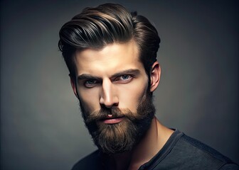 Obraz premium A Model With A Neatly Trimmed And Groomed Beard, Showcasing A Clean And Stylish Facial Hair Style