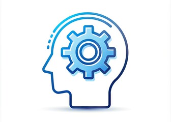 A Modern Line Icon Depicting A Gearshaped Cogwheel Overlayed On A Mindshape To Symbolize The Process Of Experience Development.