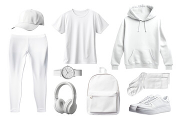PNG white apparel set, transparent background