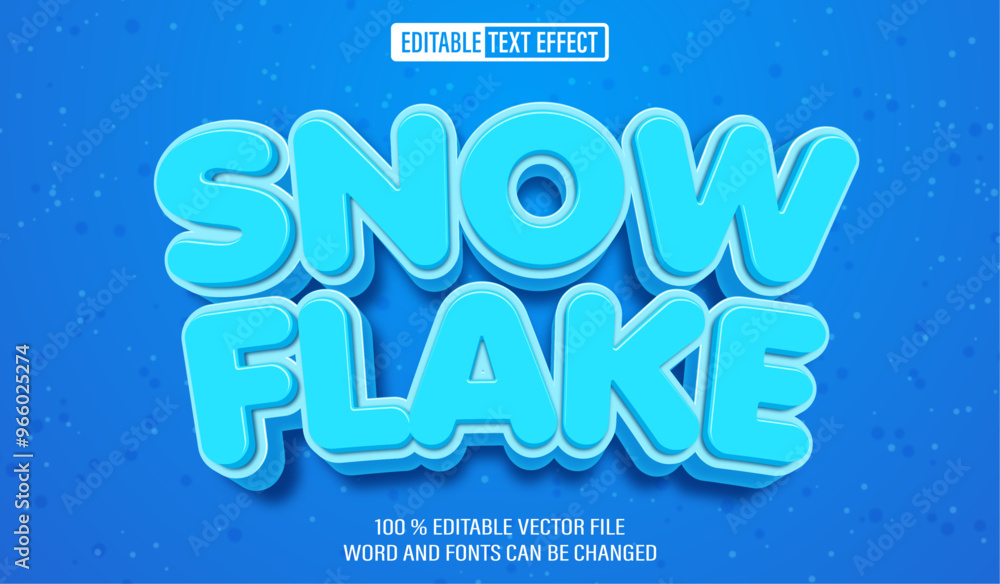 Poster Editable 3d text style effect - Snow Flake text effect Template