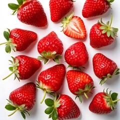 strawberries on a white background	