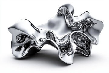 Abstract geometric shapes in 3D rendering. Design element in aluminum gradient shape, futuristic and shiny in 3D rendering.