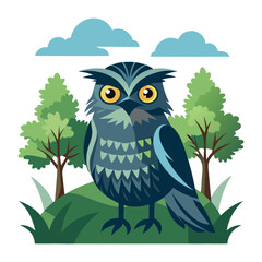 Download Potoo Birds  Whit Tree Silhouette Vector Illustration White Background Svg File For Design.