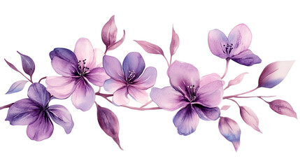 Artistic Design of Purple Plants in Watercolor for Stationery and Interior Decoration